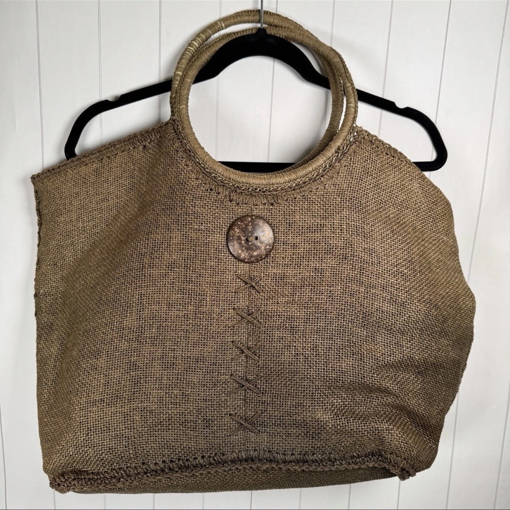Cappelli Straworld Brown Paper Woven Tote Shoulder Bag Western Boho Lagenlook